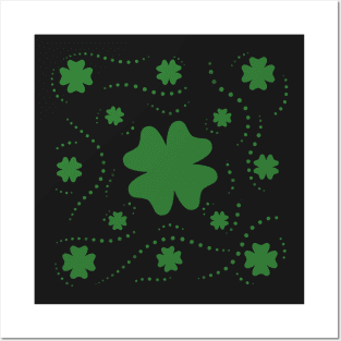 Green Clover Pattern Posters and Art
